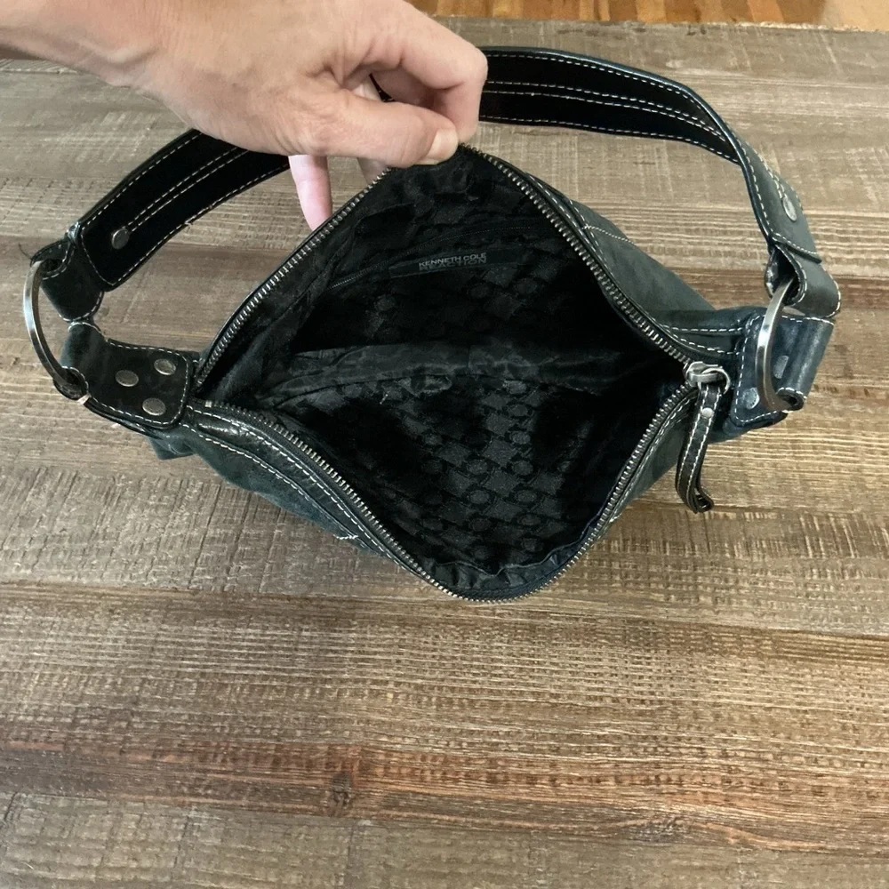Kenneth Cole Reaction Black Hobo Leather Shoulder Bag - Picture 5 of 9